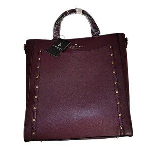 London Fog Plum Tote Bag with Studded Detailing